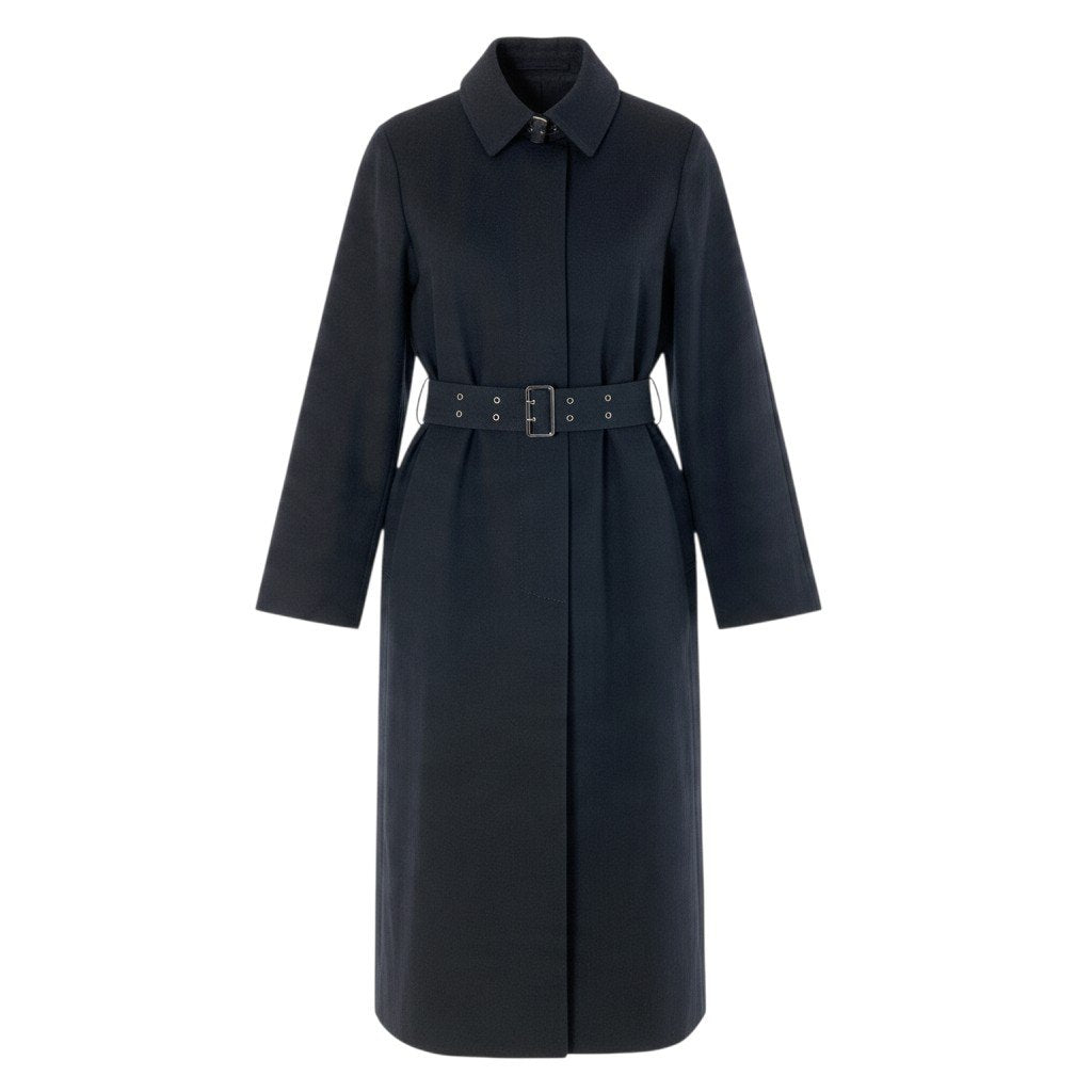 j16 BURBERRY LONDON ロングコート ウエストベルト  11サイズ ブラック ウール100％ レディース 女性用u02t