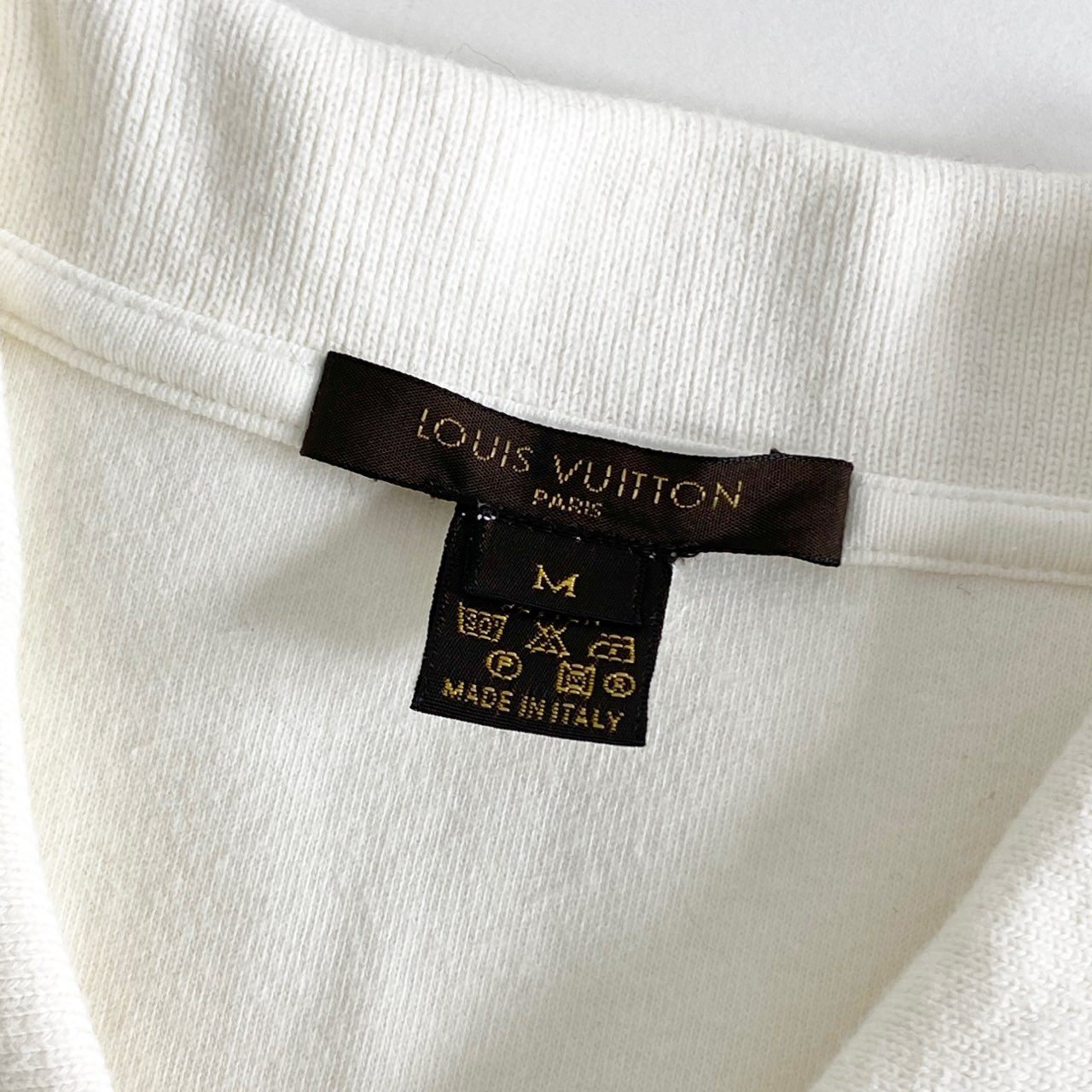 40h8 LOUIS VUITTON ルイヴィトン LV 刺繍ワンポイントロゴ ポロシャツ M ホワイト Polo Shirt イタリア製