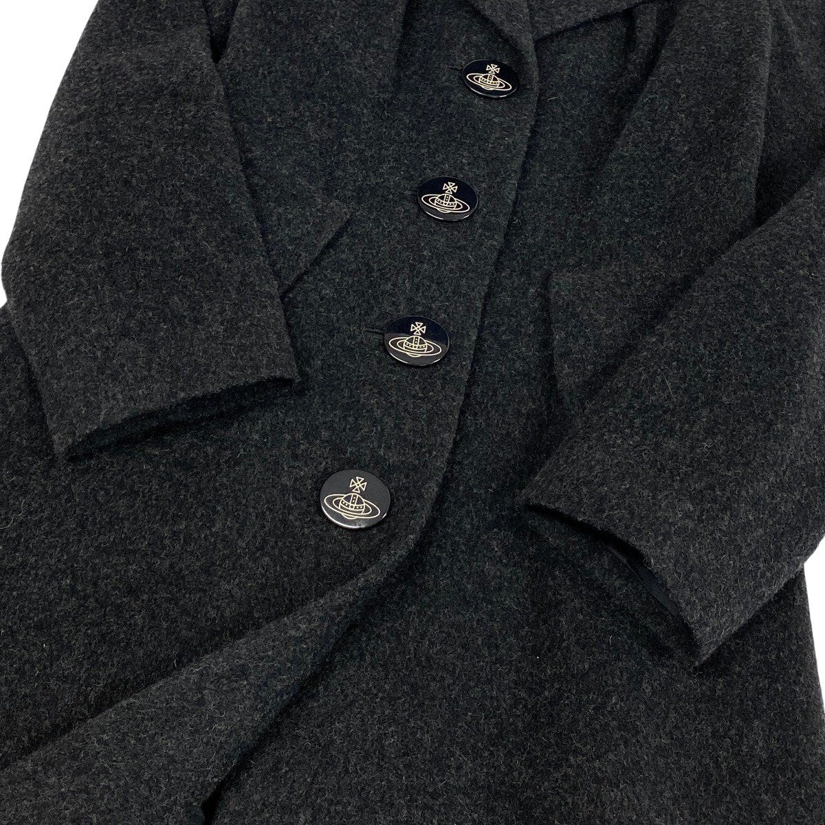 Eg19 Vivienne Westwood RED LABEL ヴィヴィアンウエストウッド レッドレーベル チェスターコート オーブボタン サイズ3 ダークグレー レディースu02t