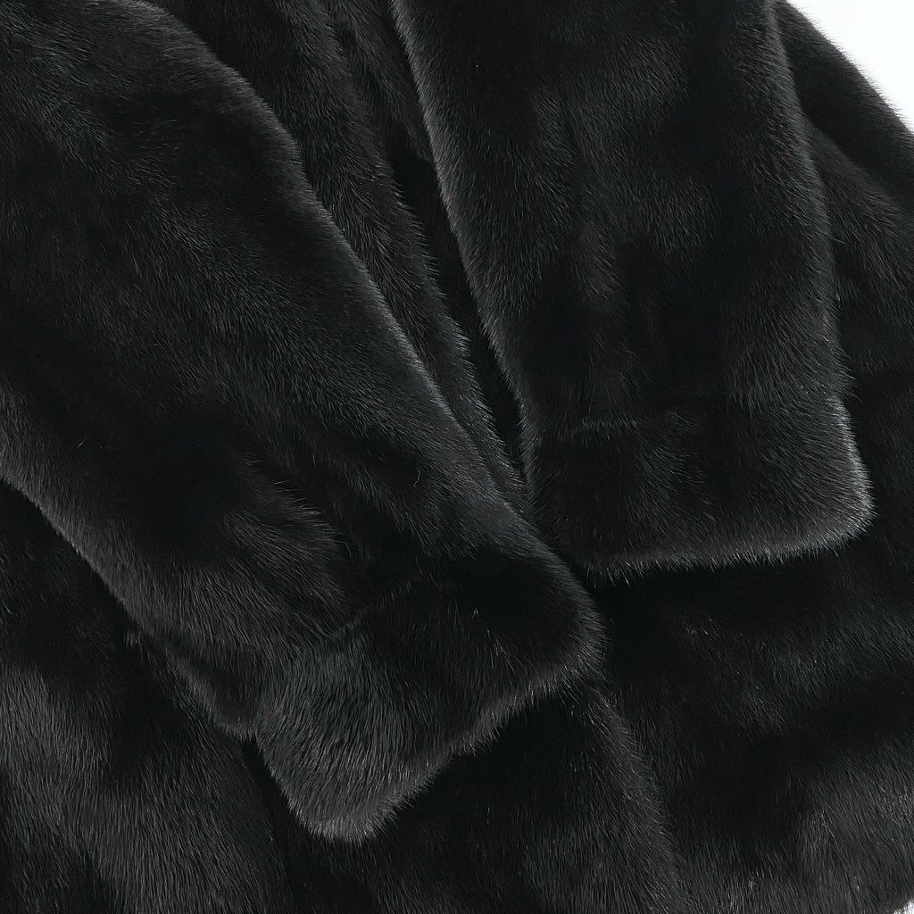 16l27 AMERICAN FUR AWARDS アメリカンファーアワード 4つ星 ダークミンク ファーコート サイズF ブラック 最高級本毛皮 タグ付t18r