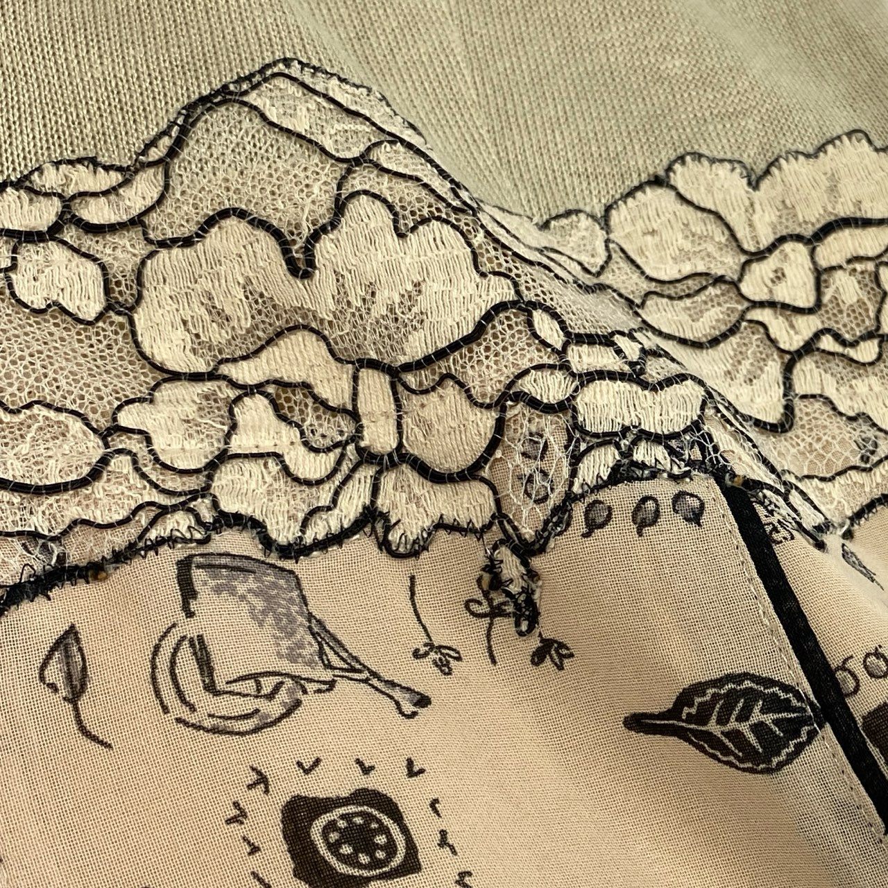 60j27 Roosa ロッサ 半袖ワンピース ロングワンピース ニット レース 総柄 44サイズ ベージュ ブラック レディースu02t