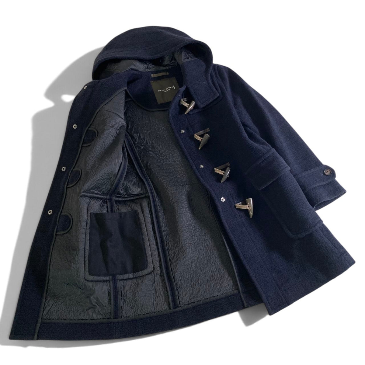 20j26 MACKINTONSH LONDON マッキントッシュ ウールメルトン ダッフルコート トグルボタン サイズ40 ネイビー レディースu02t