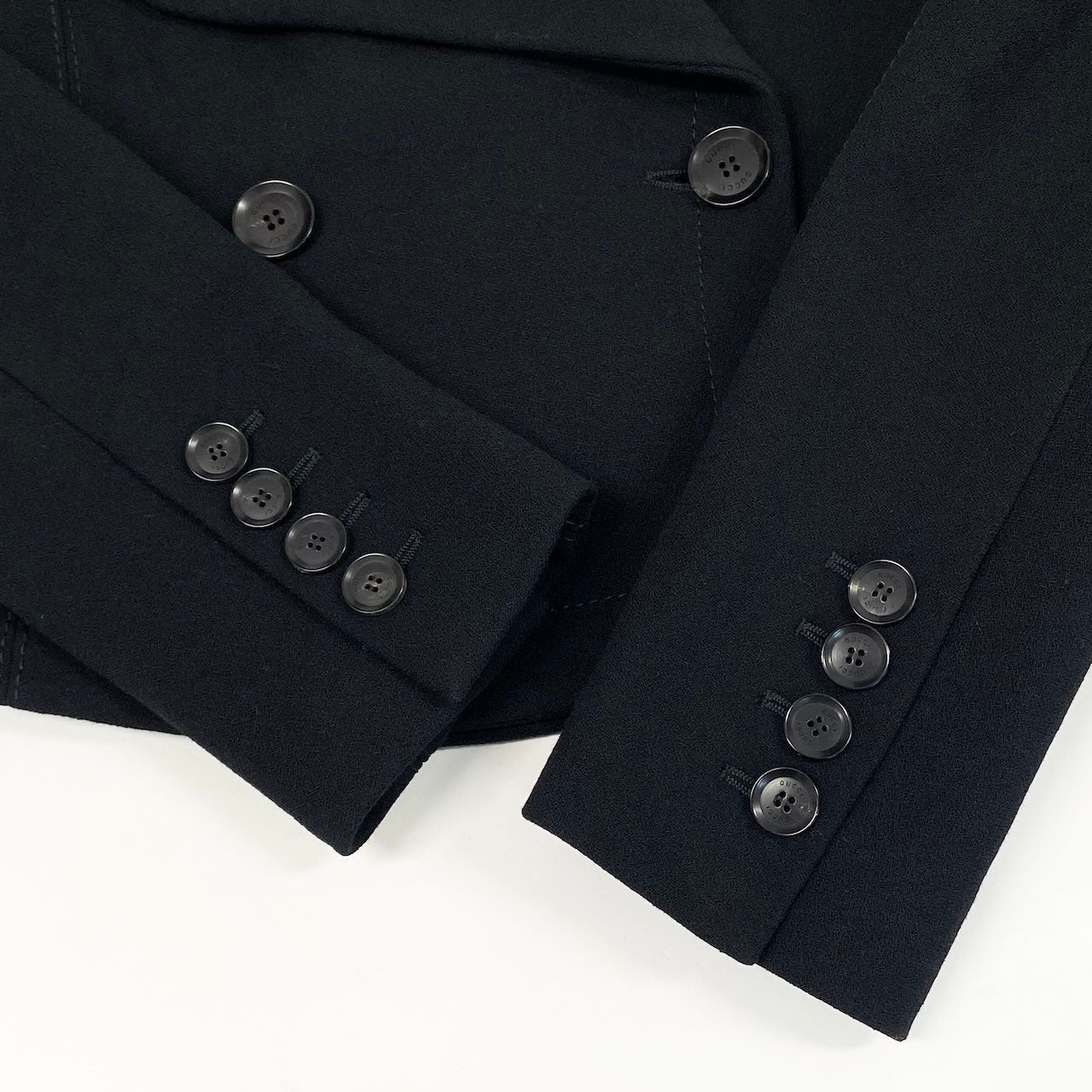 Ec31 《美品》 GUCCI グッチ ビッグカラー ダブルブレスト ジャケット Big Collar Double Jacket サイズ36 ブラック イタリア製t18r