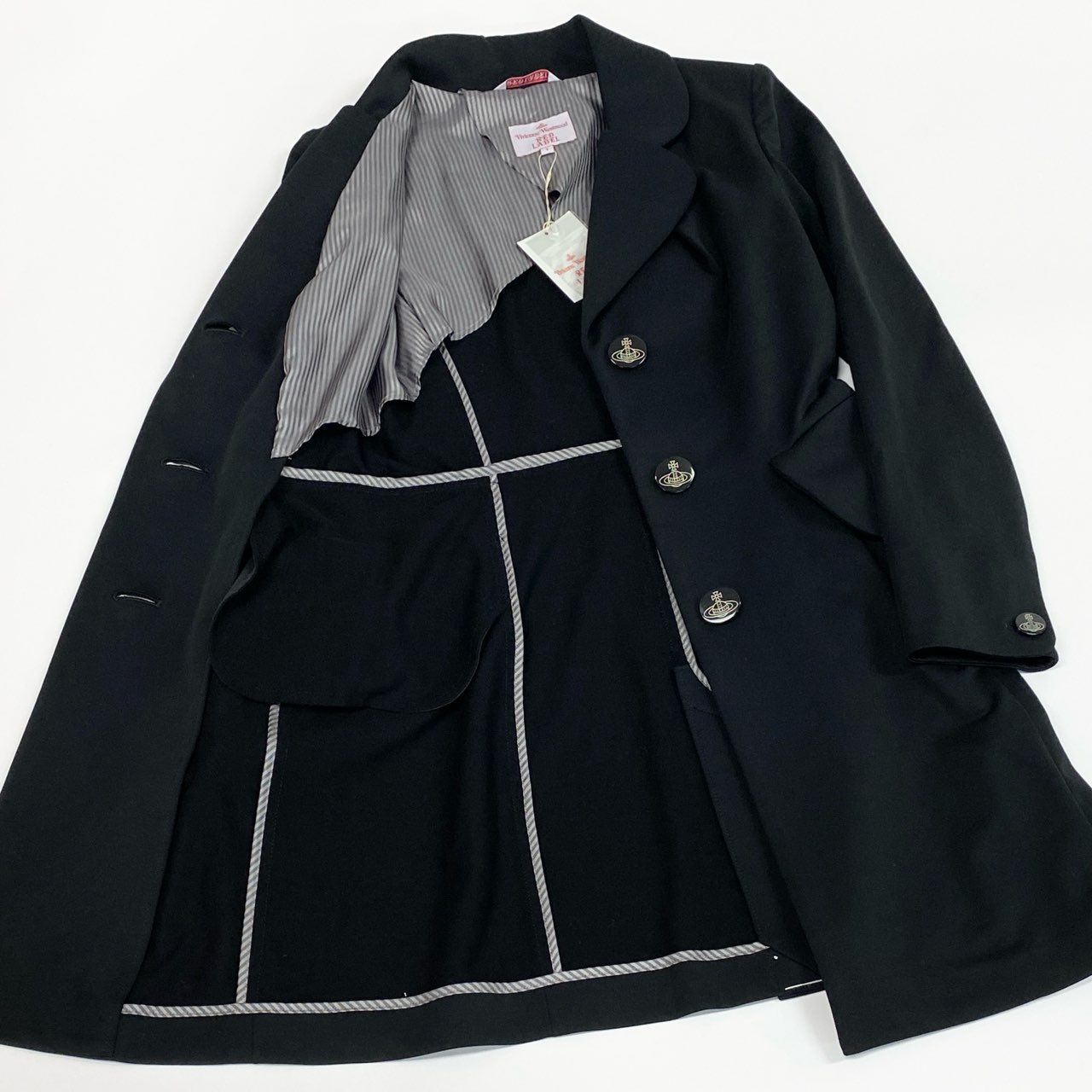 55L23【未使用】Vivienne Westwood Red Label ヴィヴィアンウエストウッド レッドレーベル ラブコート サイズ1 ブラック レディース Aラインコートk02i