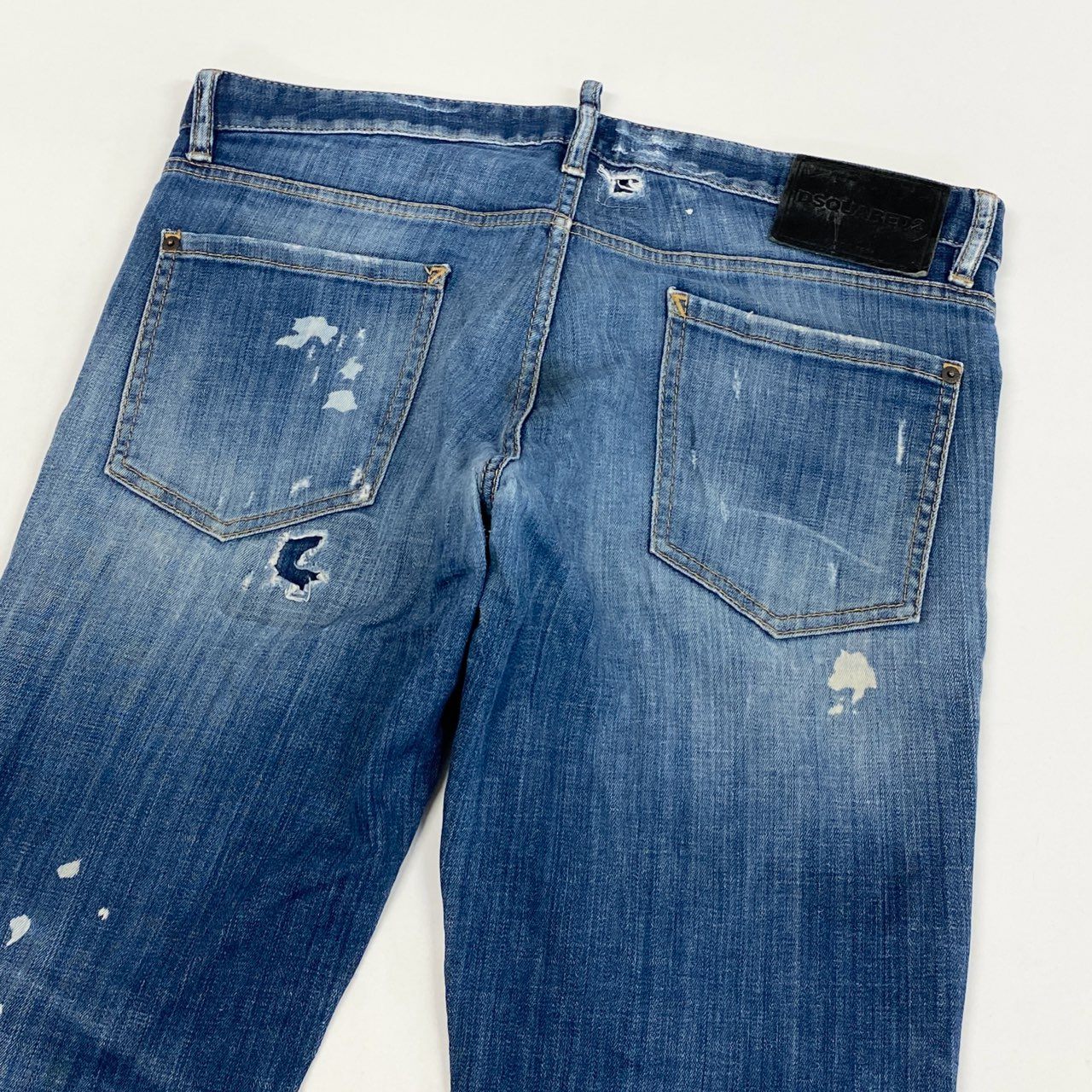 39L15 DSQUARED2 ディースクエアード Slim Jean スリムデニム クラッシュデニム ダメージ リペア加工 S71LD0240 S30342 50サイズ インディゴ メンズo07t