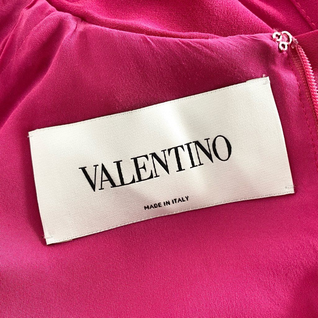 51f18 イタリア製 VALENTINO ヴァレンティノ スカーフ付き 変形ワンピース ドレスワンピース 膝丈 サイズ40 ピンク シルク100％ レディース 女性用