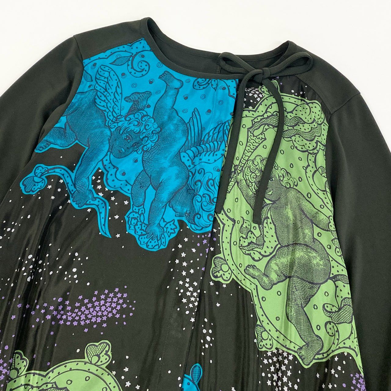 67k20《美品》 TOKUKO 1er VOL トクコプルミエヴォル チュニック カーディガン Aライン 異素材切替 9 カーキ グレー系 レディースu02t