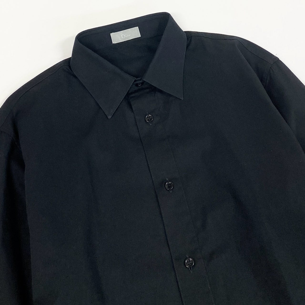 13l27 Dior HOMME ディオールオム 2007AW エディ期 長袖シャツ ドレスシャツ トップス 39 ブラック コットン メンズ 男性用u02t