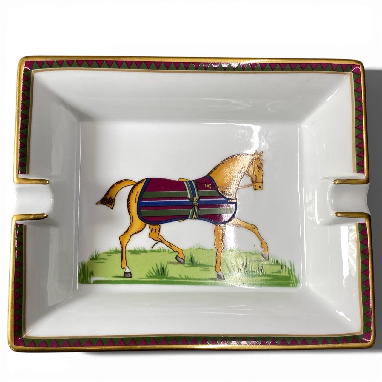 c4 Hermes Paris エルメス アッシュトレイ Cigar Ashtray Horse 陶器 灰皿 フランス製t18r