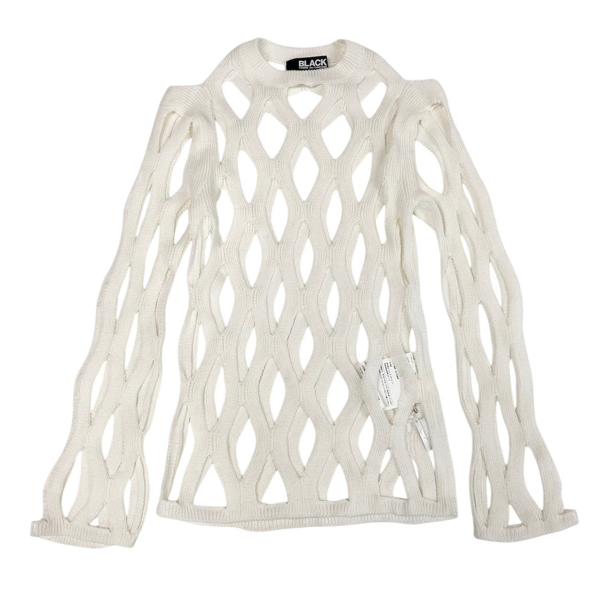 Ai20 BLACK COMME des GARCONS ブラックコムデギャルソン 2024ss メッシュ ニット セーター トップス XS ホワイト アクリルu02t