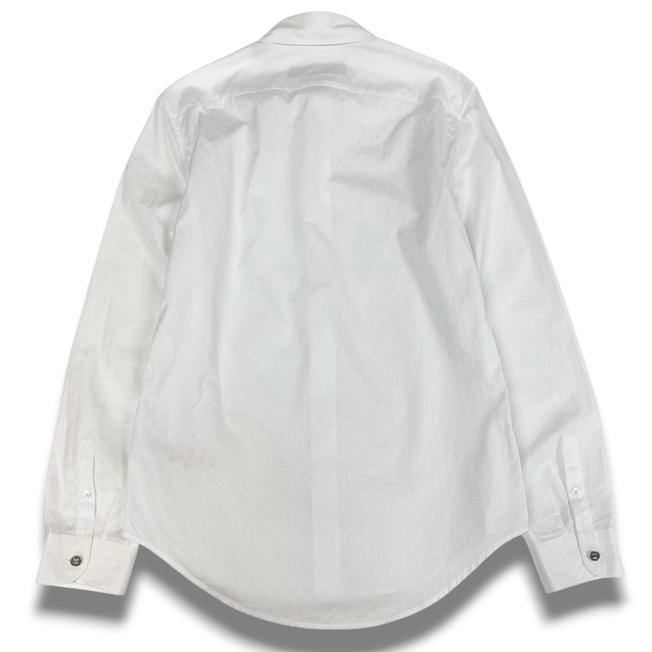 Ic2 《美品》 LOUIS VUITTON ルイヴィトン モノグラム 長袖シャツ トップス RM141Q XS ホワイト コットン メンズu02t
