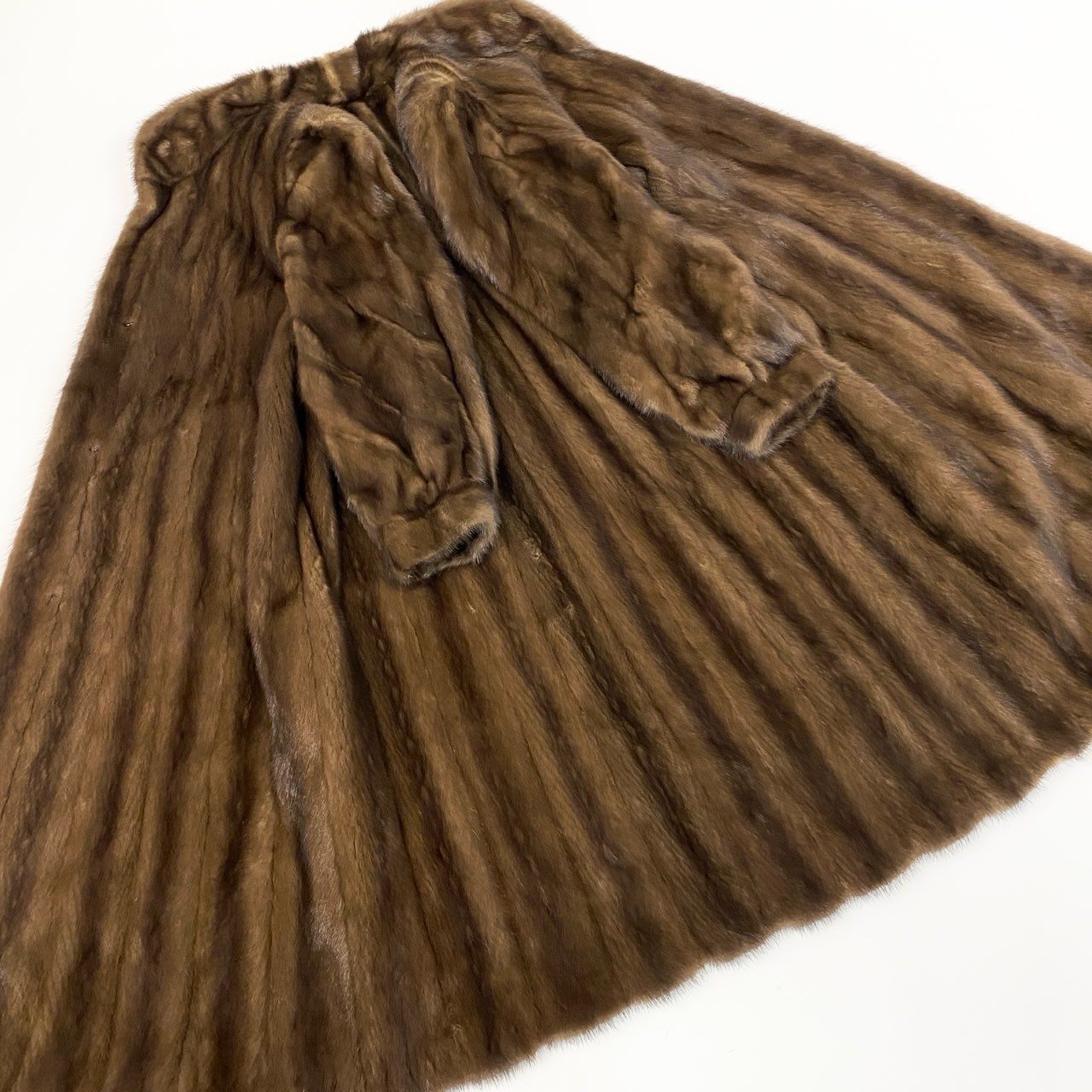 16a21 銀サガ デミバフミンク 丈約110cm 超ロングコート サイズ11 茶系 最高級本毛皮 Mink Fur Super Long Coatt18r