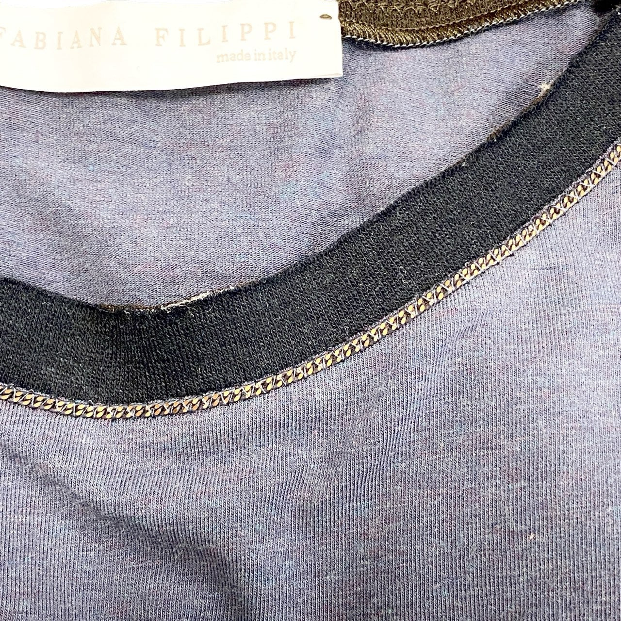 78b26 FABIANA FILIPPI ファビアナフィリッピ 長袖カットソー トップス イタリア製 Mサイズ ネイビー レディース 女性用u02t