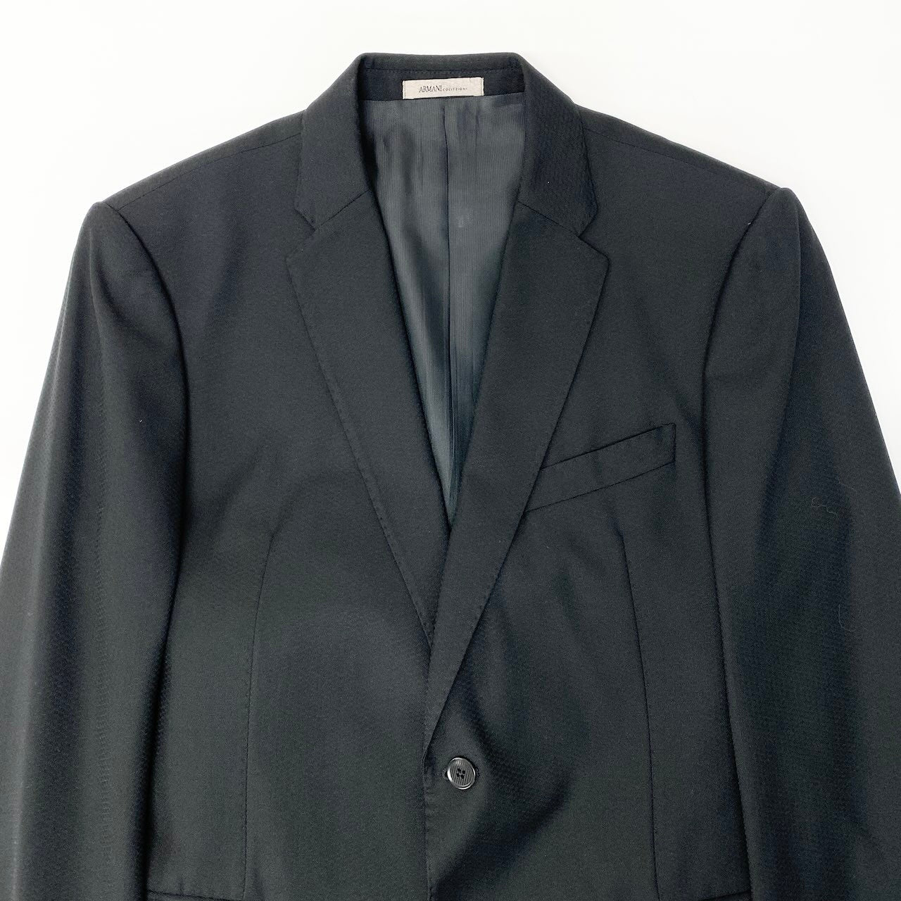 11c29 【美品】 ARMANI COLLEZIONI アルマーニコレツィオーネ M LINE セットアップスーツ シングルスーツ 2B メンズ 紳士服 フォーマル ビジネス イタリア製 50 ブラック ウール100％u02t
