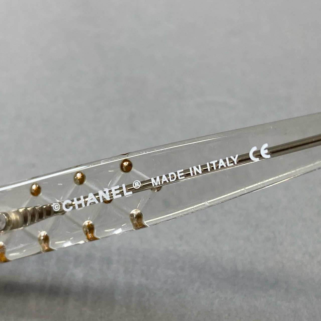 j3 《美品》 CHANEL シャネル マトラッセ サングラス 53□17 クリア グレーグラデーション ラインストーン メガネ 眼鏡 アイウェア ハードケース付t18r