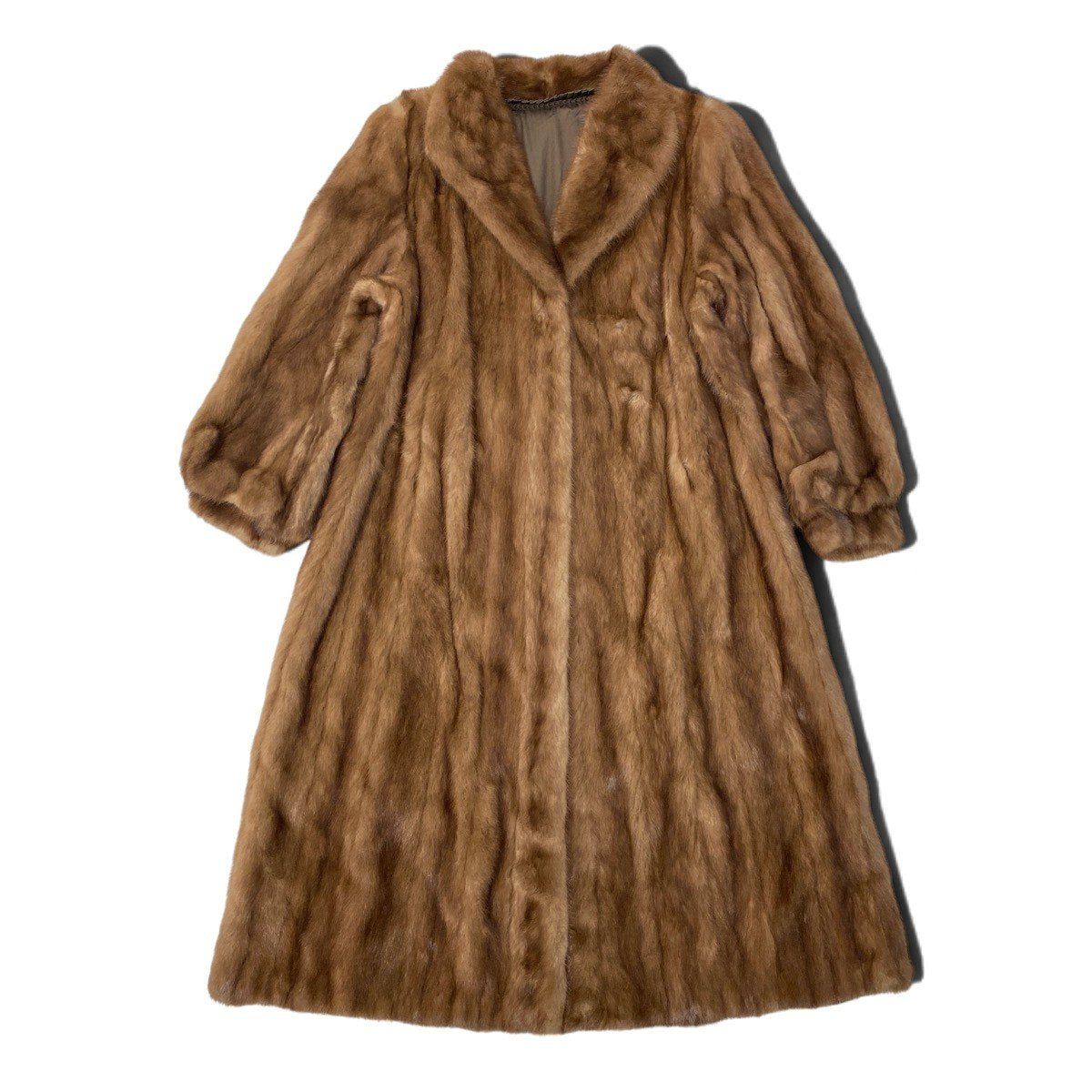 73i19 デミバフミンク ロングコート 丈110cm サイズF 茶系 本毛皮 Mink Fur Long Coat リアルファーt18r