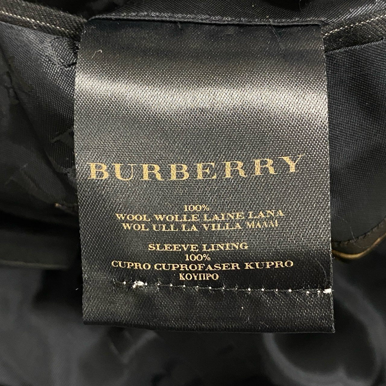 68L11 BURBERRY バーバリー イタリア製 コレクションライン シングルスーツ セットアップ 裏地ロゴ総柄 46 ブラック ストライプ ウール メンズ 男性用u02t