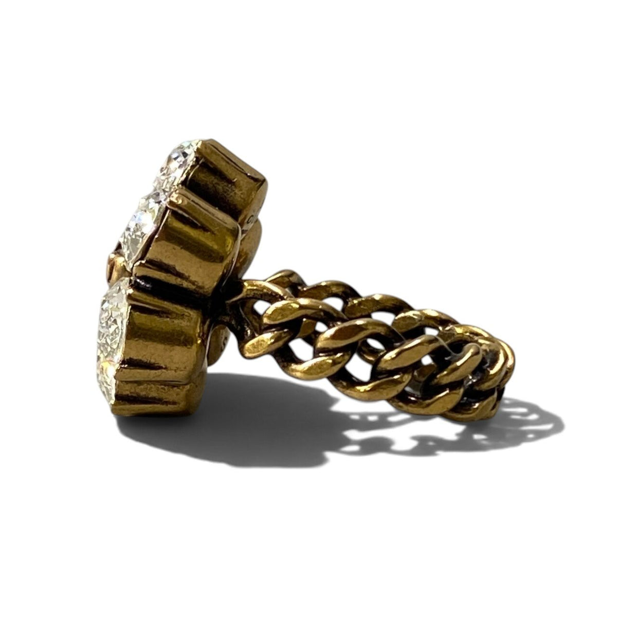 i7 GUCCI グッチ クリスタルフラワー GGマーモント ゴールドリング GG Marmont Crystal Flower Gold Ring 11.5号 指輪t18r