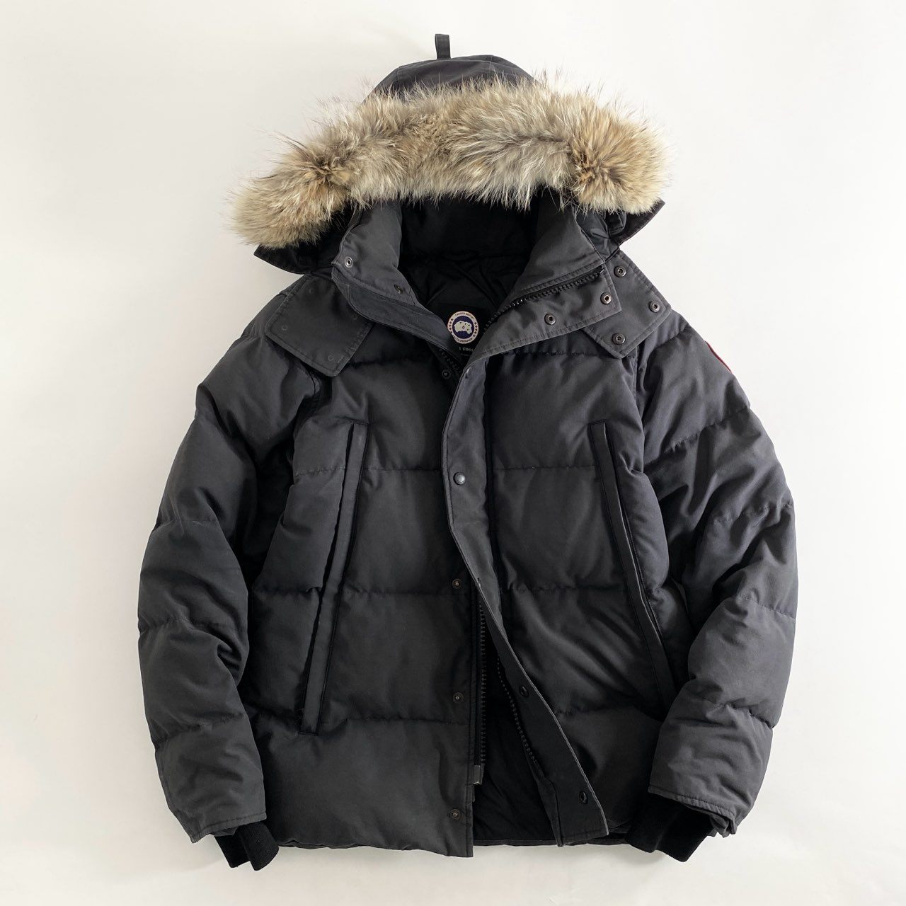 40i13 CANADA GOOSE カナダグース 3808M WYNDHAM PARKA ウィンダムパーカー ダウンジャケット コヨーテファーフード サイズM ブラック メンズ