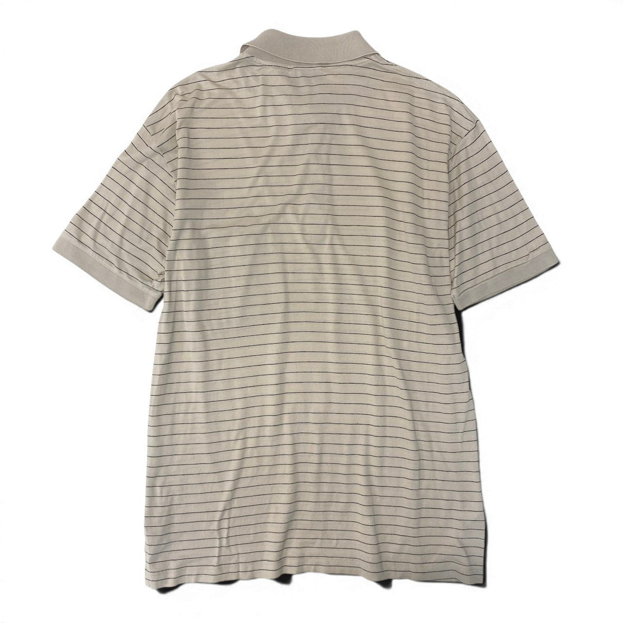 68g4 HERMES エルメス Hロゴ刺繡 半袖ポロシャツ ボーダー柄 サイズL ベージュ コットン100％ メンズ 紳士服o07t