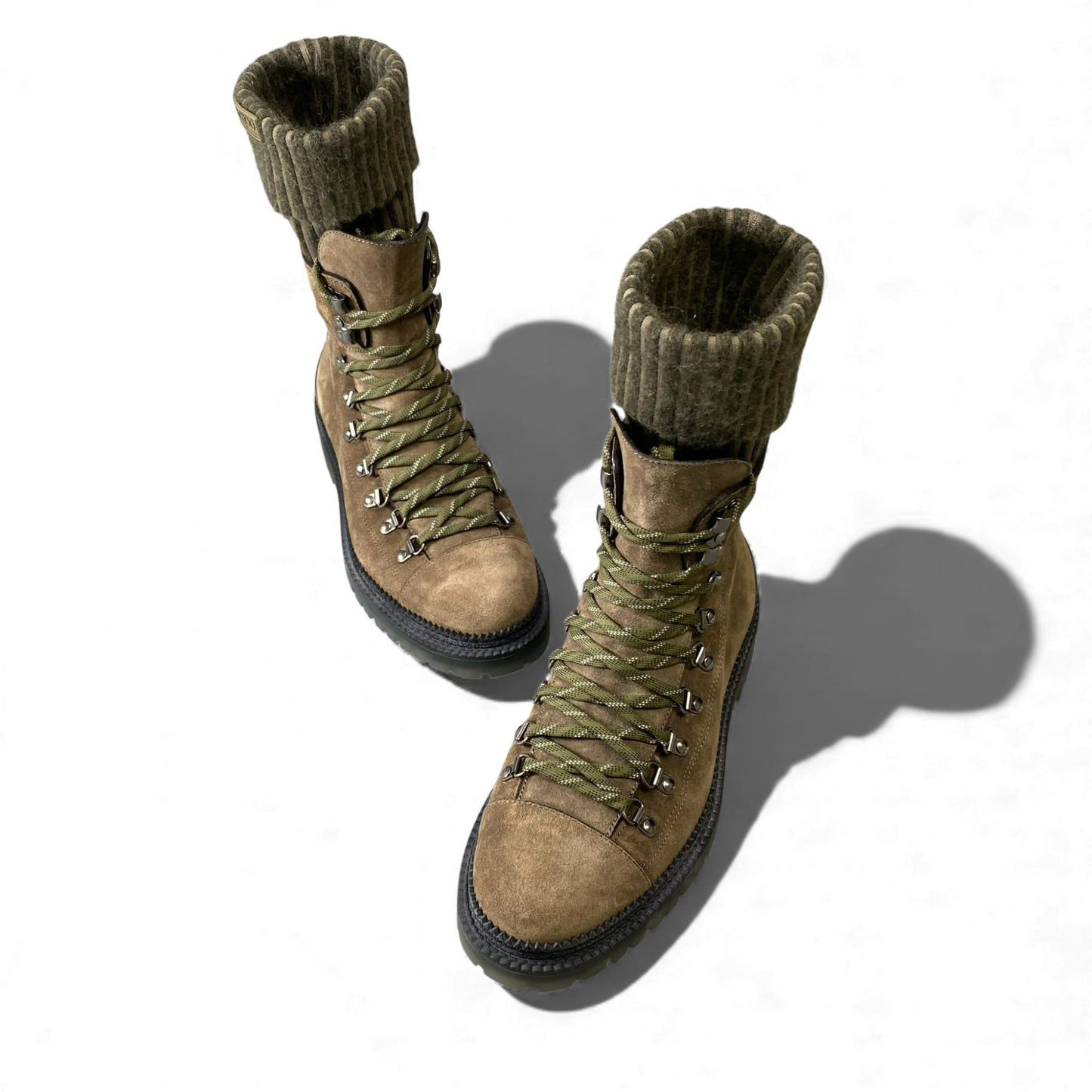 1L10 【美品】JIMMY CHOO ジミーチュウ デヴィンニットソックス スエードブーツ ８ホールブーツ ブーツ 42サイズ カーキ メンズk02i