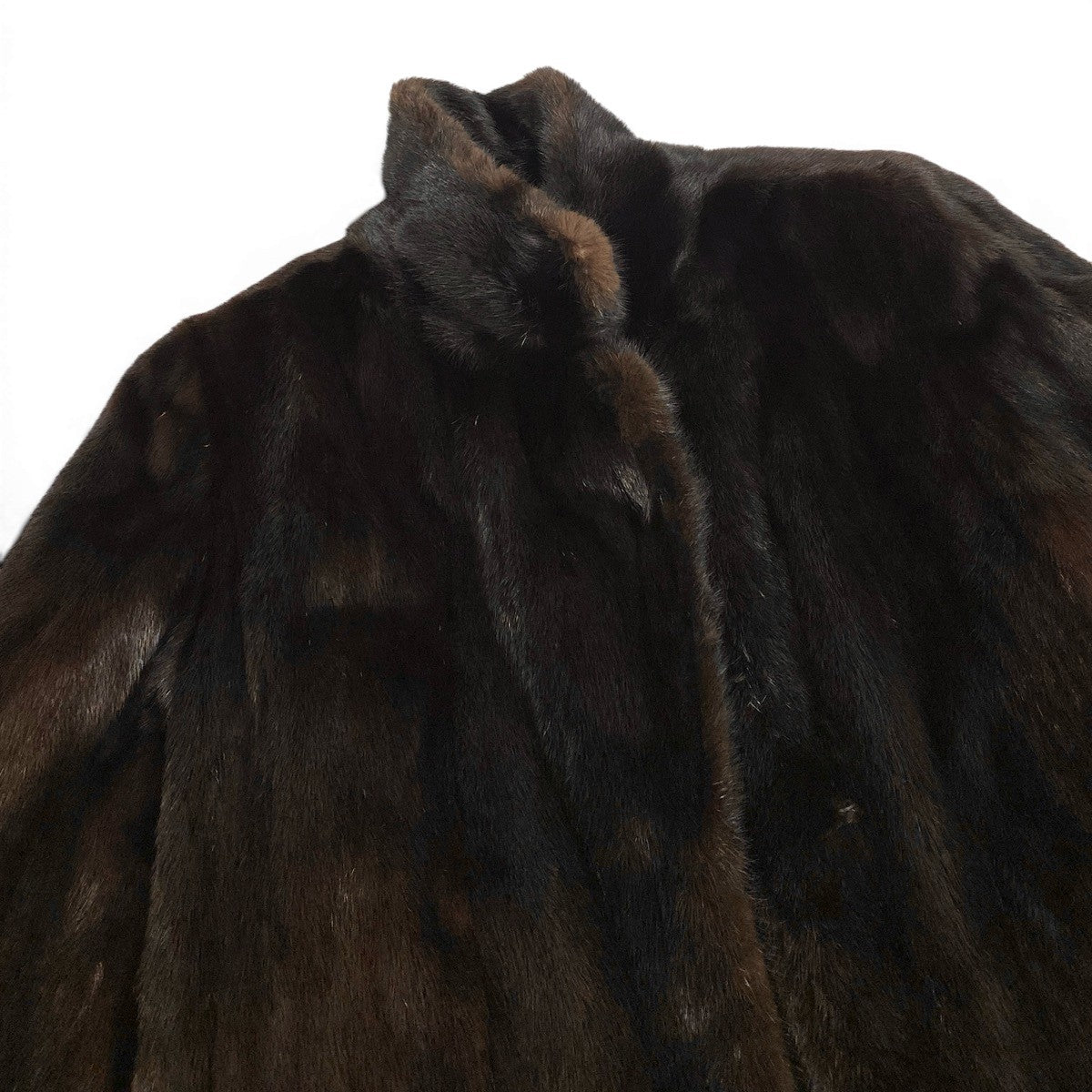 86f11 MIO ダークミンク 超ロングコート 丈110cm サイズF ブラウン 本毛皮 Dark Mink Long Coat リアルファーt18r