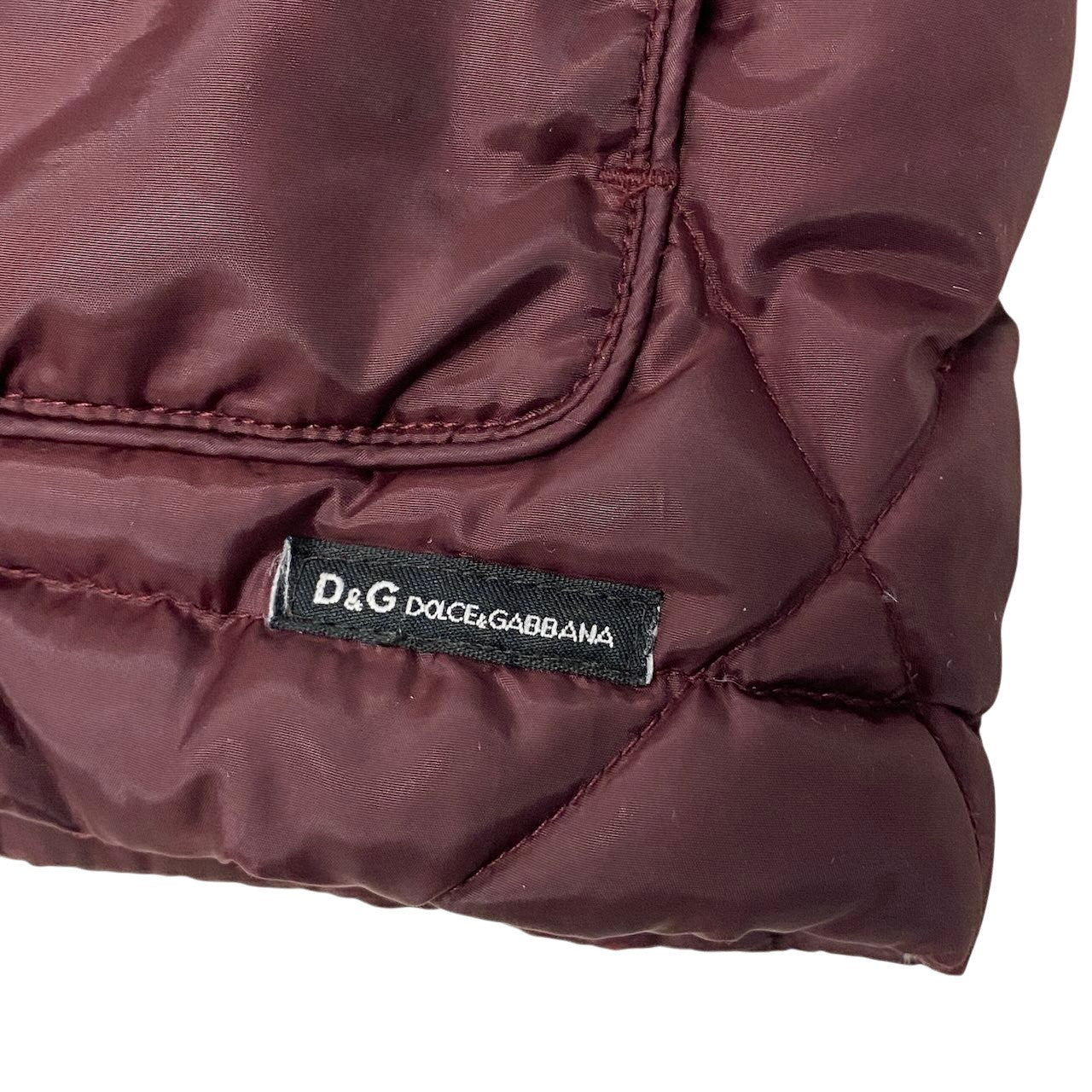 50g4 DOLCE&GABBANA ドルチェアンドガッバーナ キルティング ダウンコート D&G サイズL ワインレッド メンズ 紳士服o07t