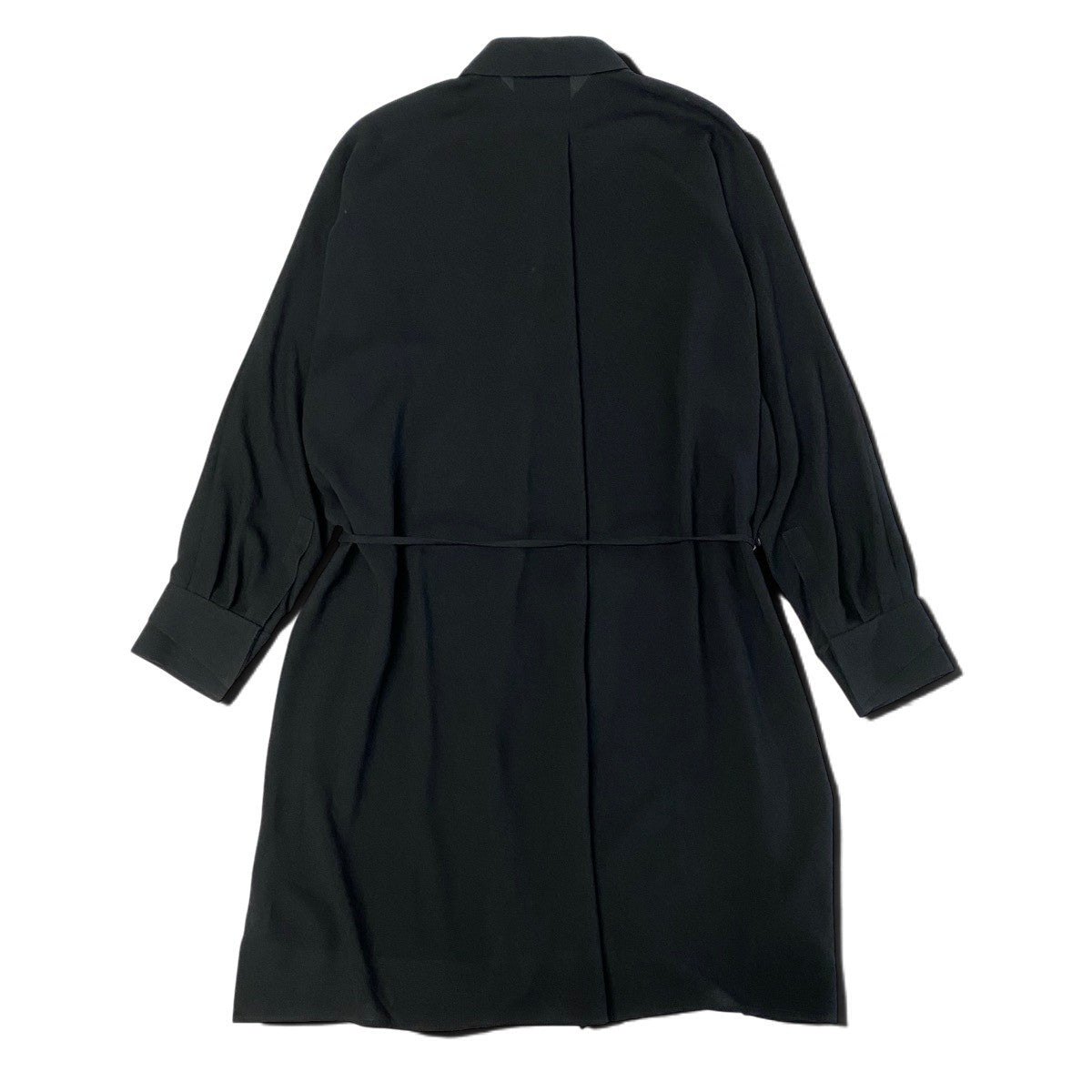 j16 【美品】ISSEY MIYAKE シャツワンピース ウエストリボン 日本製 IM31FJ006 2サイズ ブラック レディース 女性用u02t