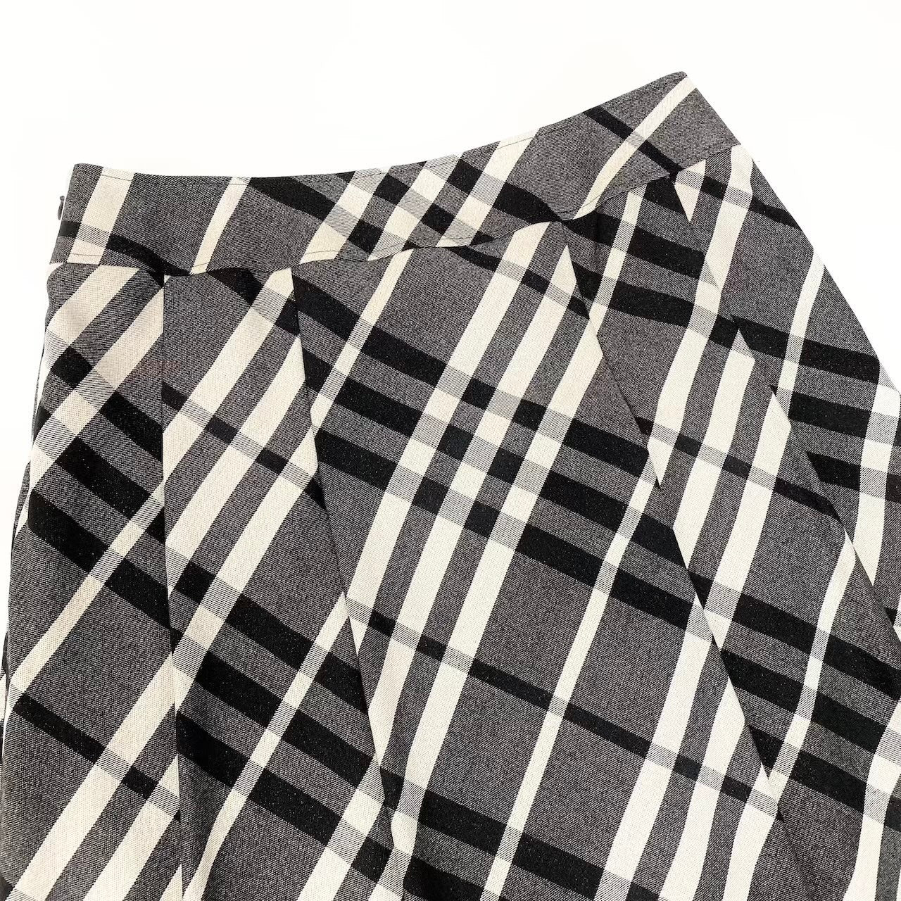 80e12 BURBERRY LONDON バーバリー ロンドン タックプリーツ チェックスカート サイズ46 グレー 大きいサイズ レディースt18r