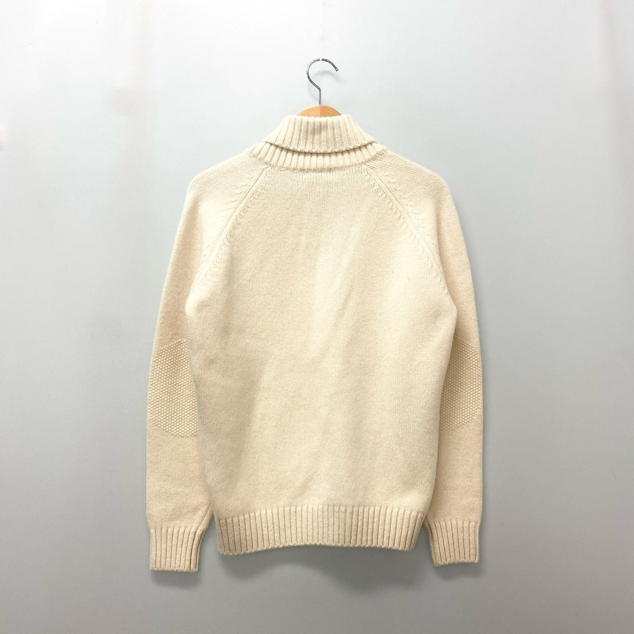 73c13 Papas パパス ヘチマ襟 プルオーバー ニット セーター トップス S クリーム カシミヤ混ウール メンズu02t
