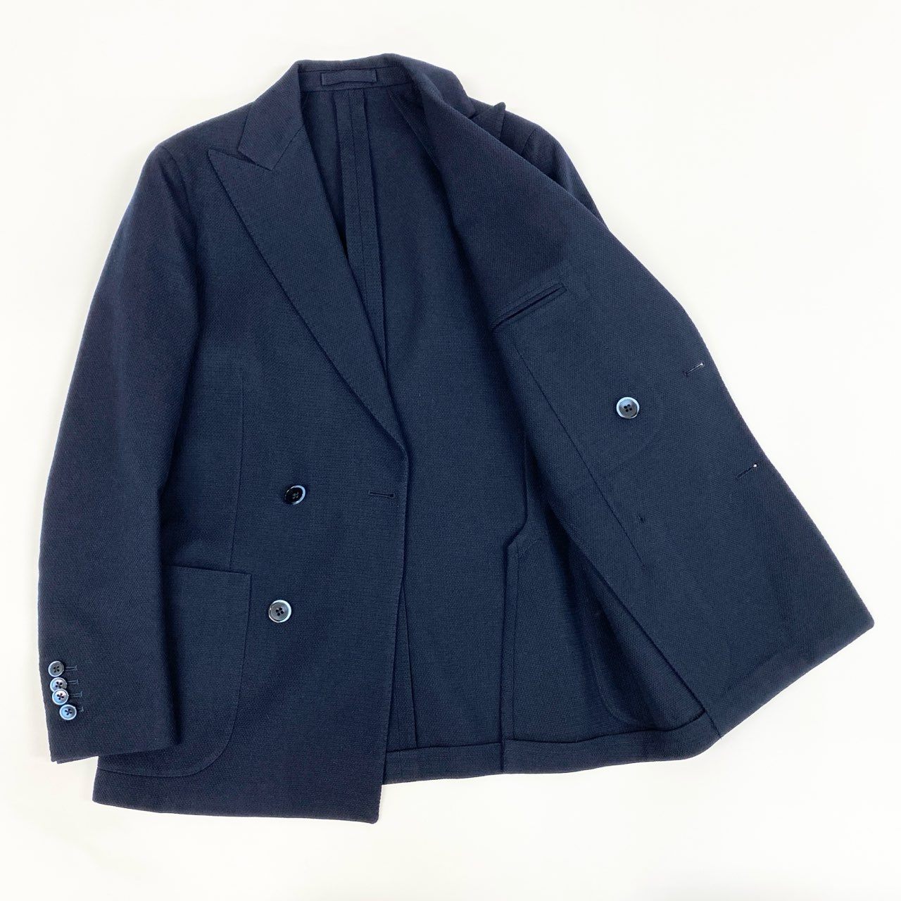 63d13 LARDINI ラルディーニ テーラードジャケット ウールジャケット ダブルブレスト イタリア製 サイズ42 ネイビー メンズ 紳士服o07t