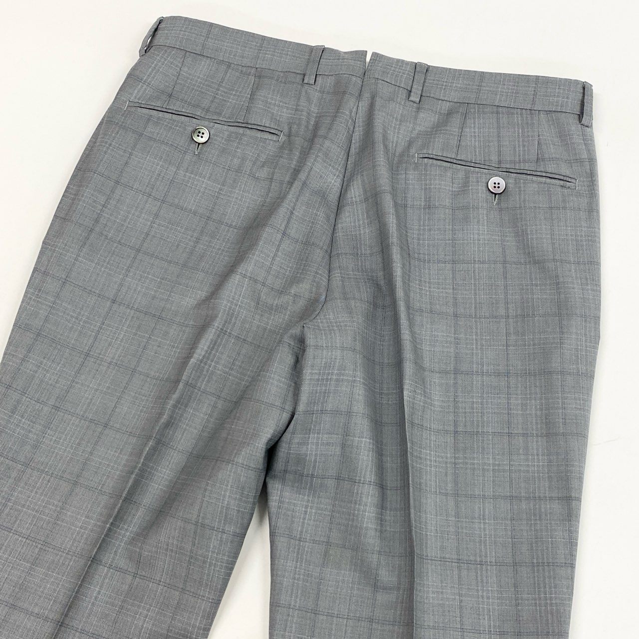36L10《美品》 Ermenegildo Zegna エルメネジルドゼニア シングルスーツ セットアップ オーダー品 SU MISURA TROFFEO600 46 グレー チェック柄 ウールシルク メンズ 男性用u02t