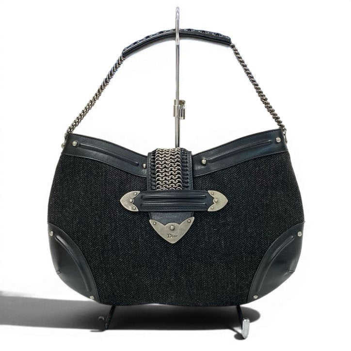 e4 《美品》 Christian Dior クリスチャンディオール ガリアーノ期 チェーンメイル ワンハンドルバッグ John Galliano Chainmail Detail Bag ブラックt18rt18r