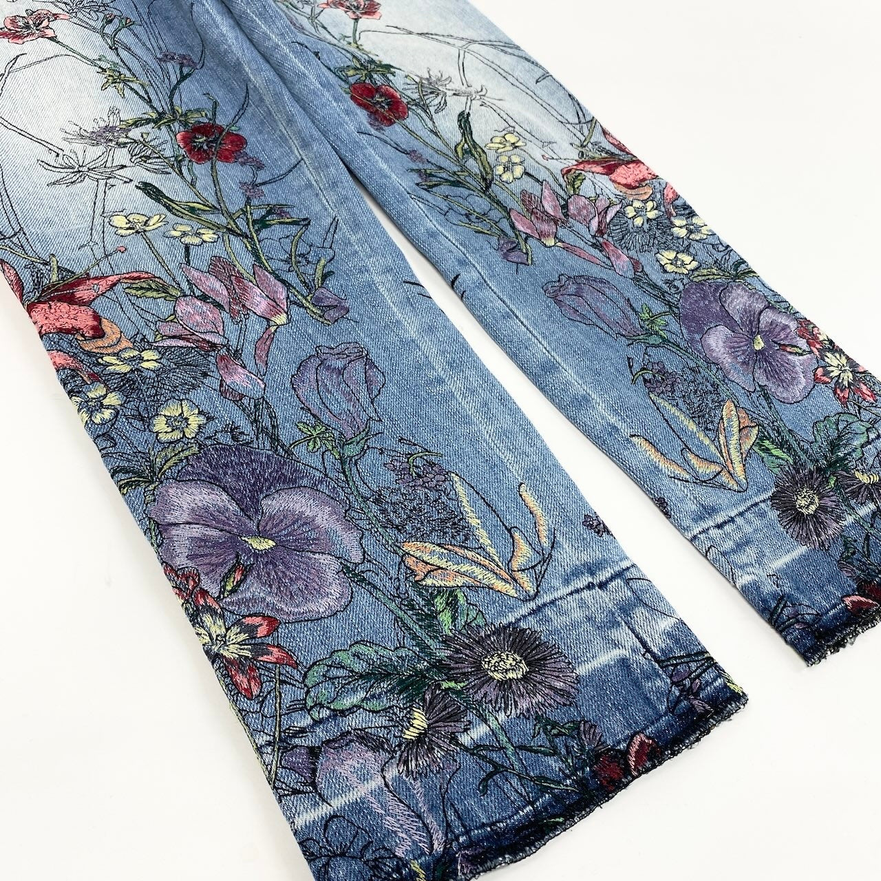 Ie7 GUCCI グッチ トムフォード期 花柄刺繍 デニムパンツ Tom Ford Floral Embroidery Denim Pants サイズ42 インディゴブルーt18r