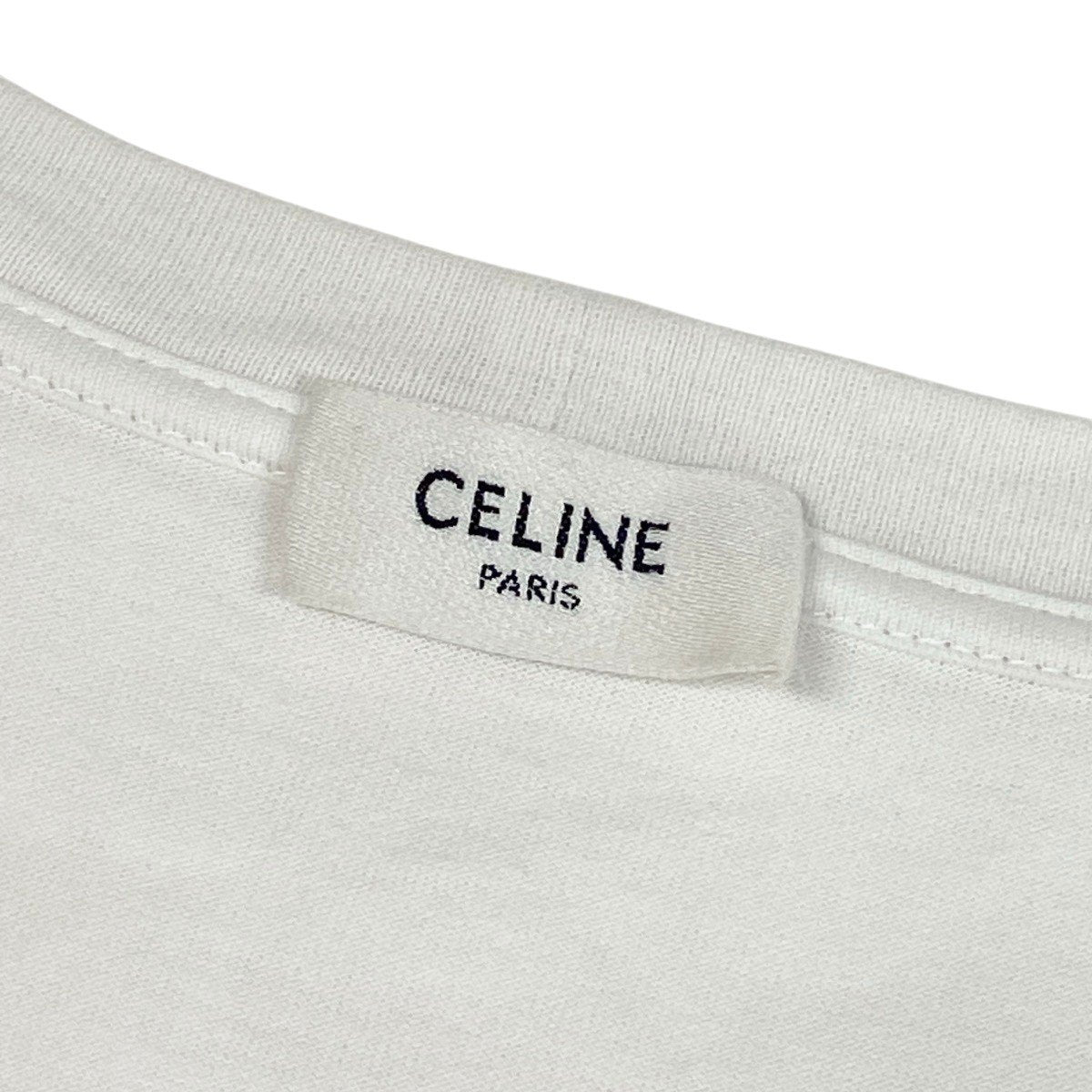 g19 CELINE セリーヌ スタッズロゴ ルーズフィット 半袖Tシャツ 2X50C671Q サイズL ホワイト コットン100％ メンズu02t