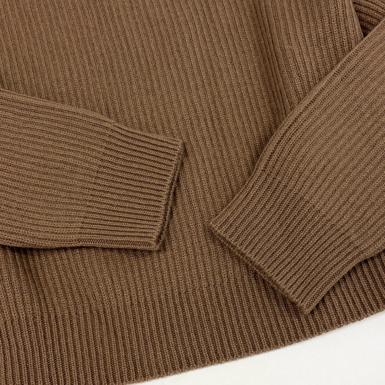 46L8 ’S MaxMara エスマックスマーラ 2024AW リブニット ニットセーター カシミヤ混 ロングスリーブ Mサイズ ブラウン レディースk02i