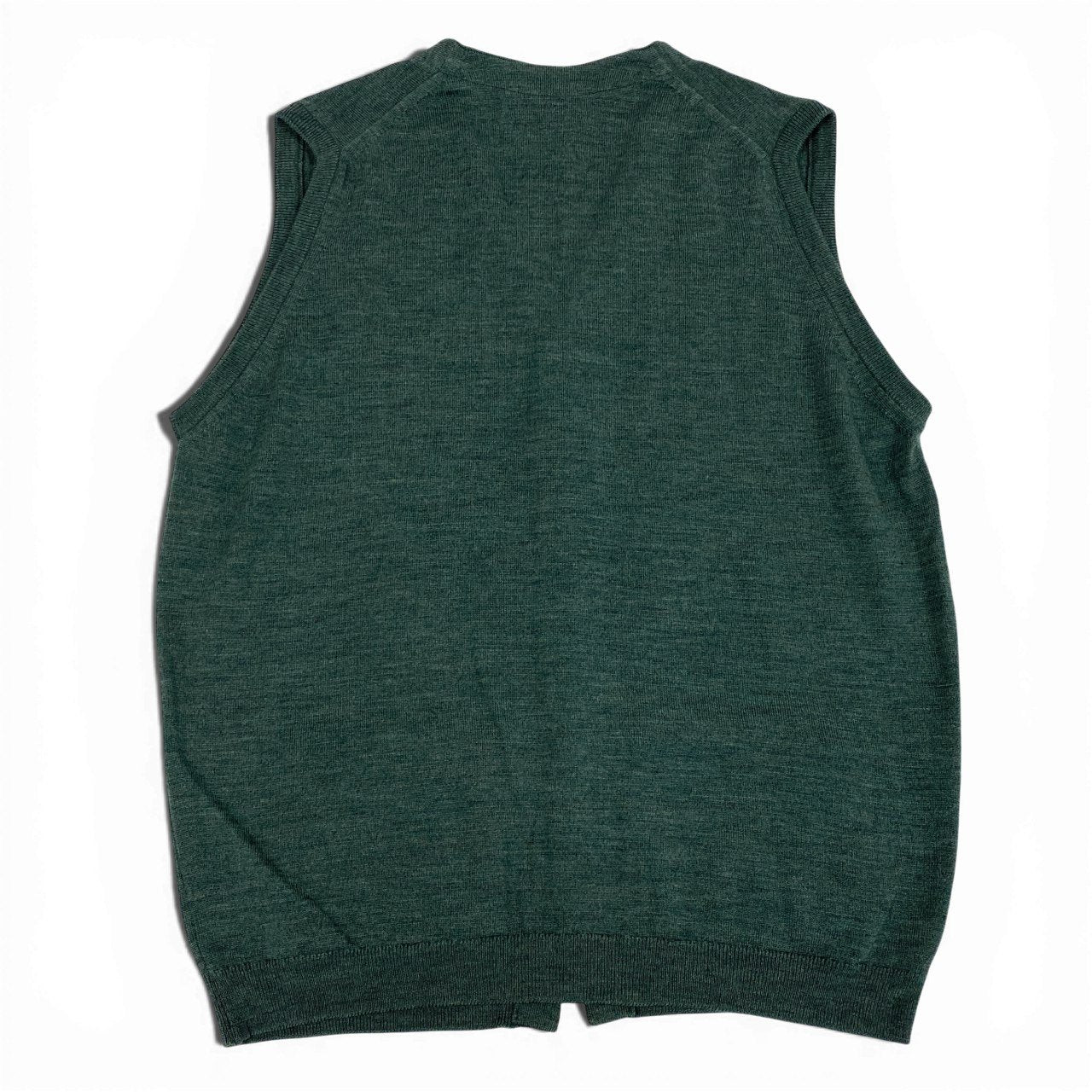 70a15 JOHN SMEDLEY ジョンスメドレー 英国製 ニットベスト ノースリーブカーディガン ハイゲージニット メンズ 紳士服 グリーン ウール100％u02t