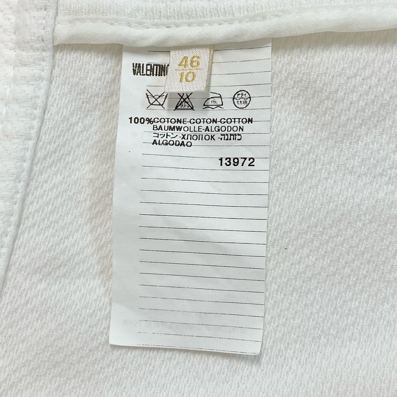 22a23 VALENTINO ROMA ヴァレンティノ ノーカラージャケット テーラードジャケット 46 ホワイト コットン 大きいサイズu02t