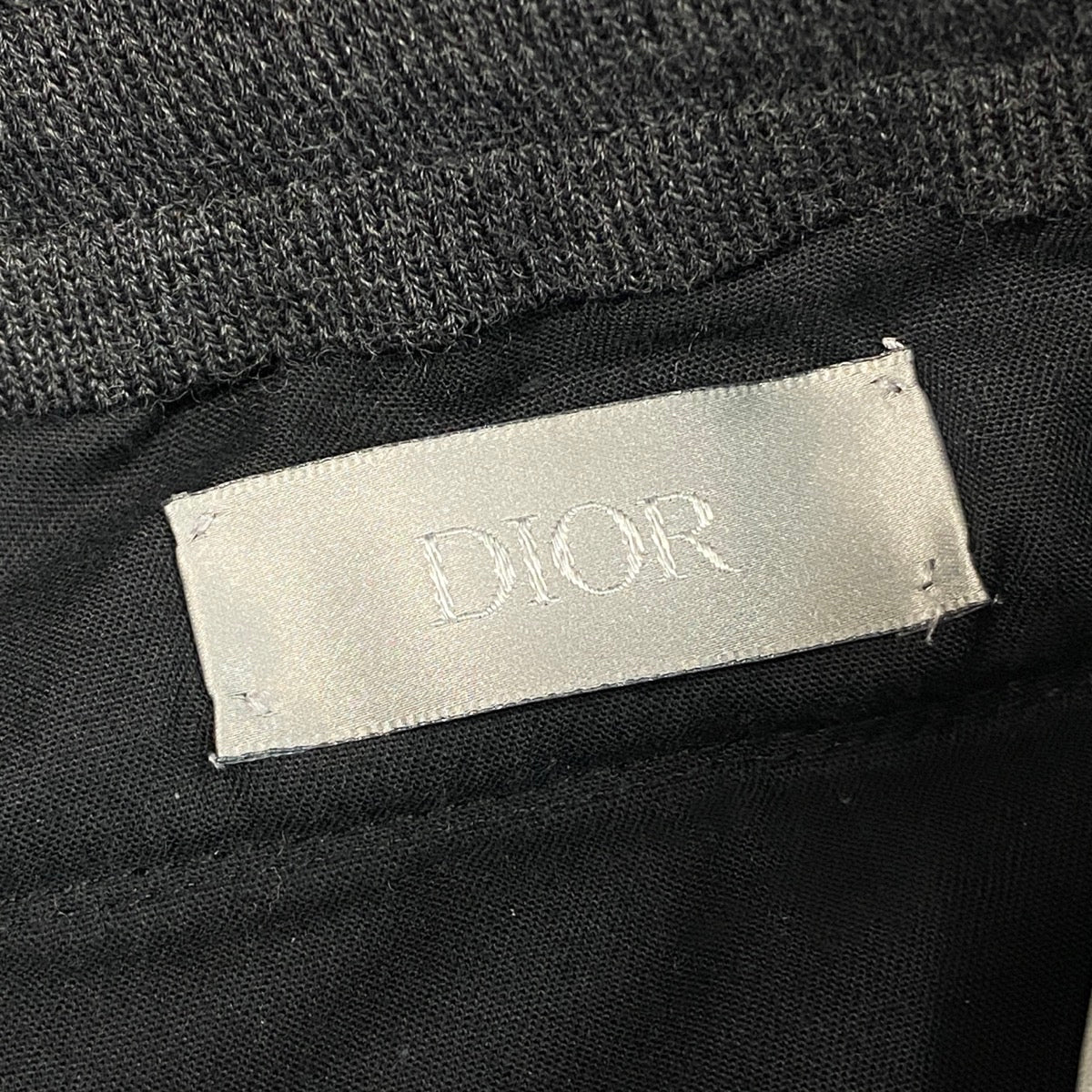 9f5 Dior  Homme ディオールオム ウールパンツ ボトムス ストライプ柄 ロゴ刺繍 ウエスト調整可 サイズS グレー  メンズ 紳士服u02t