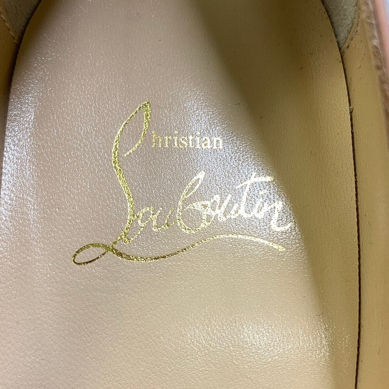 i1 Christian Louboutin クリスチャンルブタン KATE100 パテントレザー ポインテッドトゥパンプス サイズ38 ピンクベージュ レディースk02i