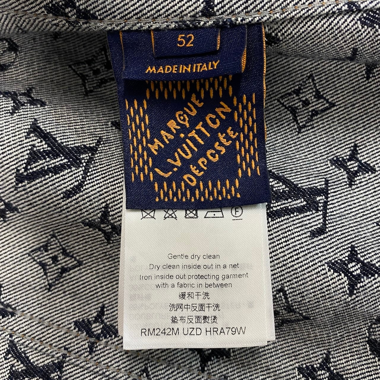 Id2 《未使用品》 LOUIS VUITTON ルイヴィトン 24AW モノグラム ジャガードデニムジャケット Monogram Jacquard Denim Jacket サイズ52 インディゴブルー タグ付t18r