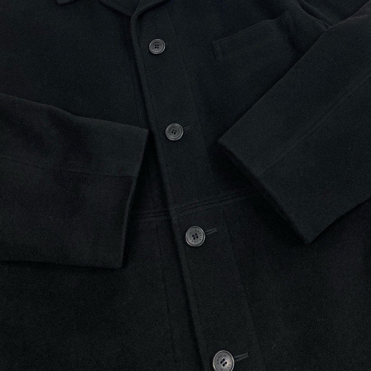 31L8 【美品】LANVIN CLASSIQUE ランバン クラシック カシミヤジャケット ショートコート アウター 48サイズ ブラック カシミヤ100％ メンズo07t