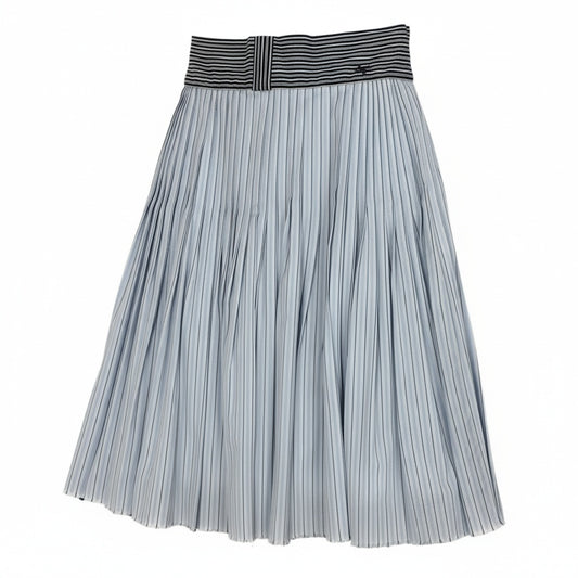 36b9 《美品》 CHANEL シャネル 2008 クルーズライン タックプリーツスカート フレアスカート P32213 34 ブルー コットン レディースta1