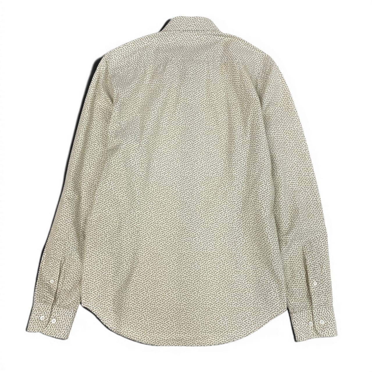 25e14 LOUIS VUITTON ルイヴィトン ロングスリーブシャツ コットンシャツ 総柄 イタリア製 Mサイズ ホワイト カーキ コットン100％ メンズ 男性用u02t