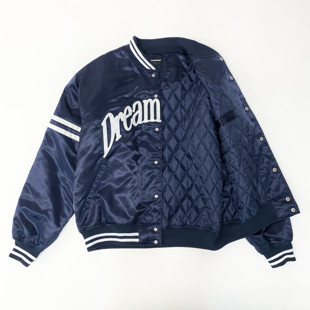 42b27 DREAMTEAM ドリームチーム スタジャン ボンバージャケット サイズL ネイビー メンズ アウター ブルゾン スタジアムジャンパーk02i