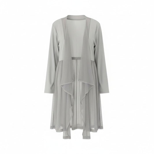 18k20《美品》 TOKUKO 1er VOL トクコプルミエヴォル ロングカーディガン メッシュ切替 ロングスリーブ レディース 女性用 9 ライトグレーu02t