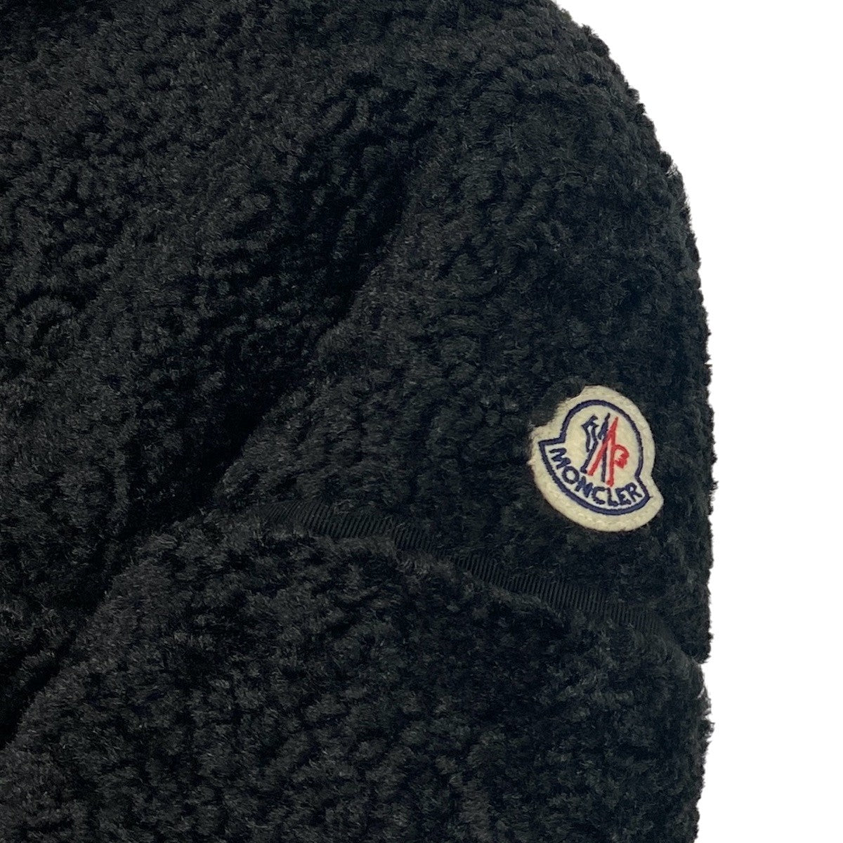 h17 【極美品】MONCLER Segura ボア ダウンジャケット ロゴワッペン 00サイズ ブラック ポリエステル100％ レディース 女性用k02i