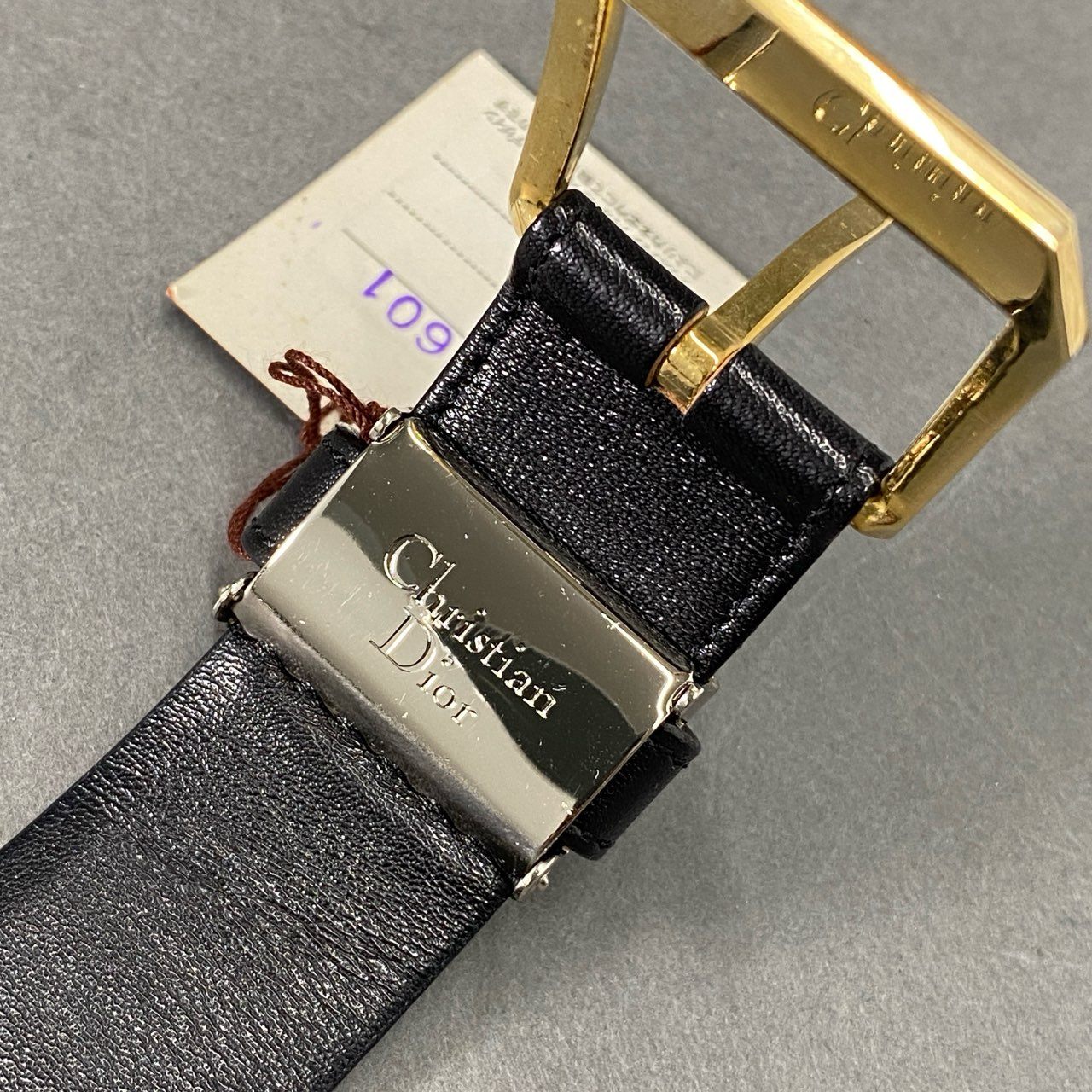 1e19 《美品》 Christian Dior クリスチャン ディオール レザーベルト 替えバックル 紳士用 ブラック leather 箱付属