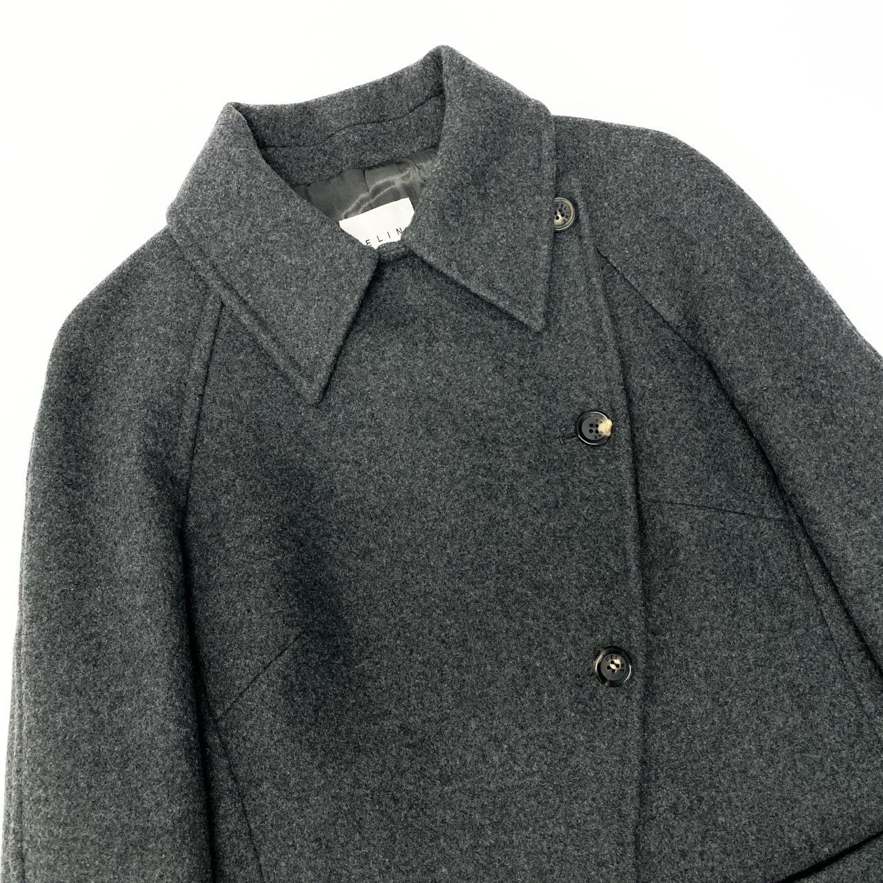 47b4 【美品】 Vintage CELINE セリーヌ ステンカラーコート ウールカシミヤ混コート アウター 38サイズ グレー レディース 女性用u02t