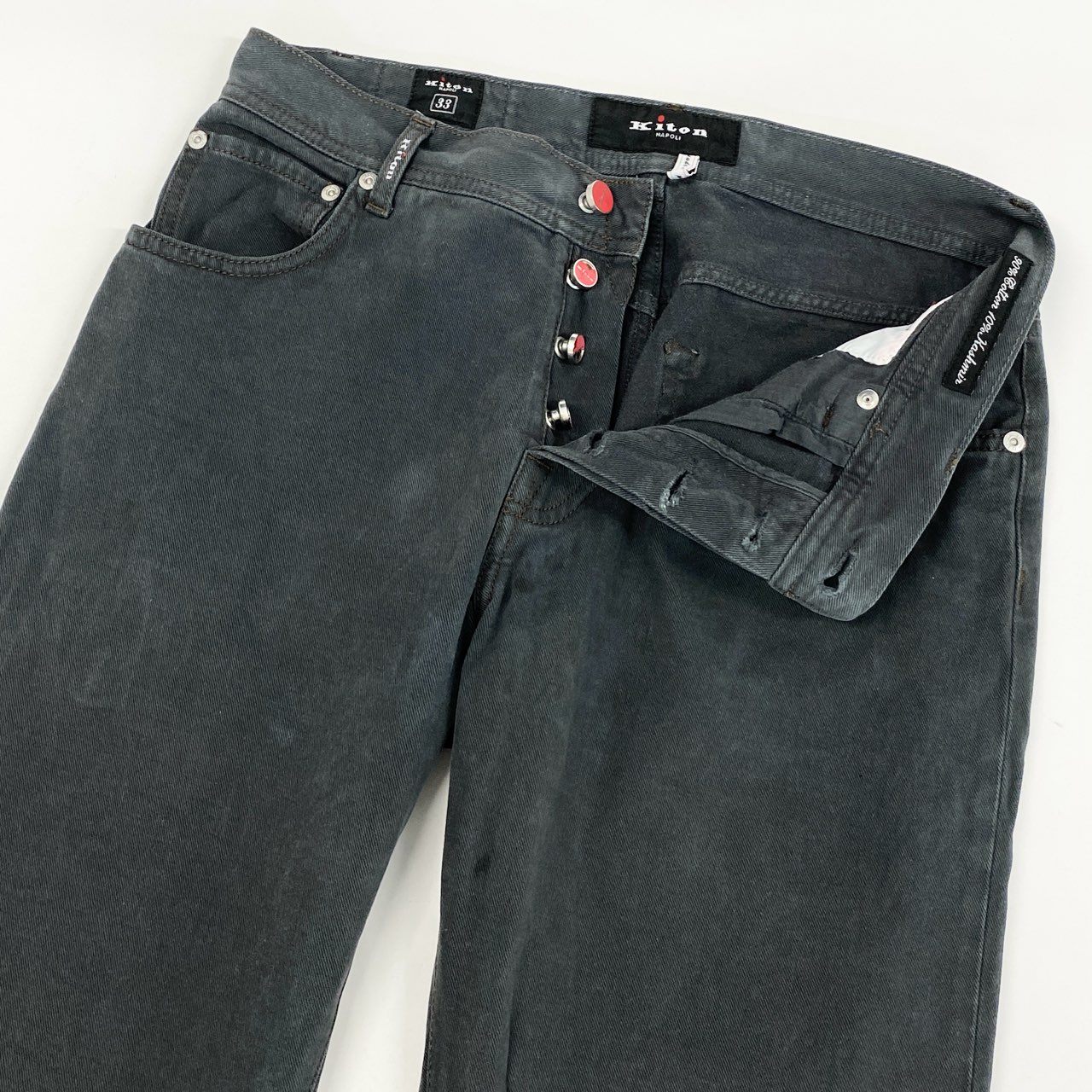 70i2 Kiton キトン キートン イタリア製 ブラックデニムパンツ ボトムス 5ポケット 33 M-Lサイズ ブラック コットン メンズo07t